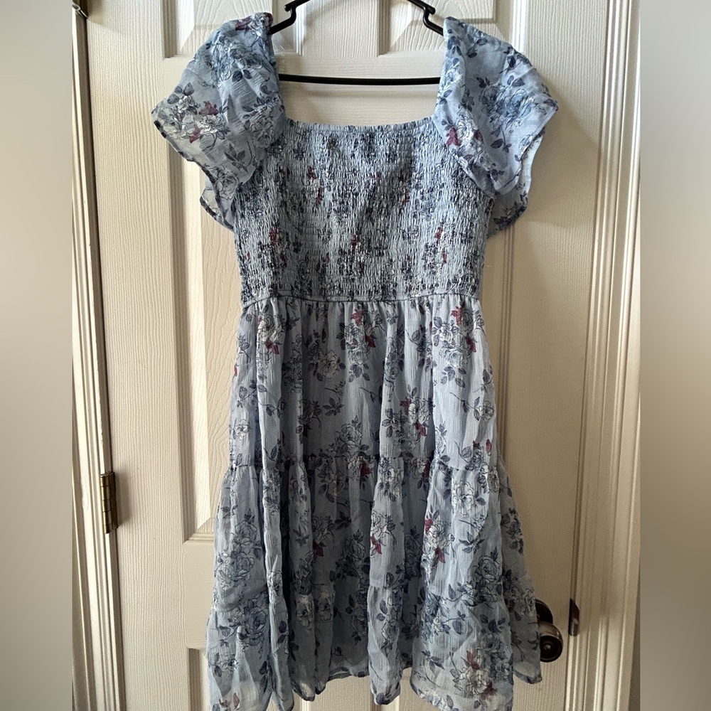 ✨👗Rewind Light Blue Floral Casual Dress